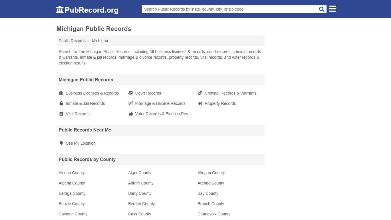 Free Michigan Public Records - PubRecord.org